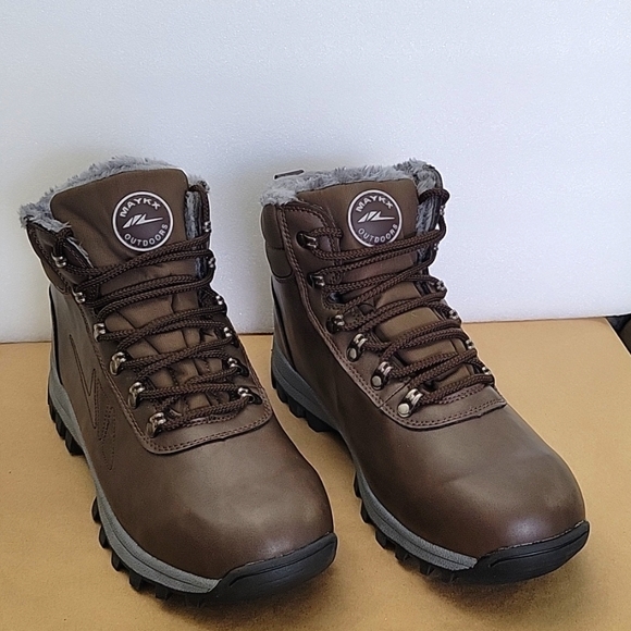 Mens Shoes Winter Snow Boots Waterproof Fur Lined Leather Ankle Non-Slip - Picture 3 of 14